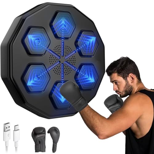 EAZY WAYZ Smart Music Boxing Machine Wall-Mounted Punch Trainer with 9 Modes & Speeds, Bluetooth Music Sync, Gloves & USB Perfect for Home Gyms, Fitness Enthusiasts, and Professional Training (Black) - Image 1