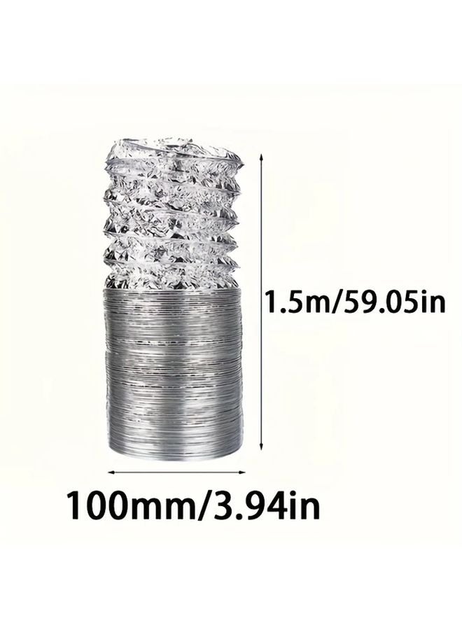 4 Inch Aluminum Flexible Ventilation Duct Pipe 59 Inch Industrial Exhaust Hose 1pc - Image 4
