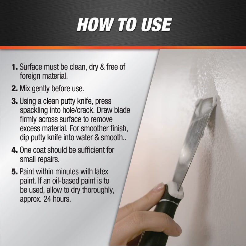 Dap 12140 Fast N Final Interior Exterior Spackle, 1/2-Pint,White, 8 Fl Oz (Pack of 1) - Image 3