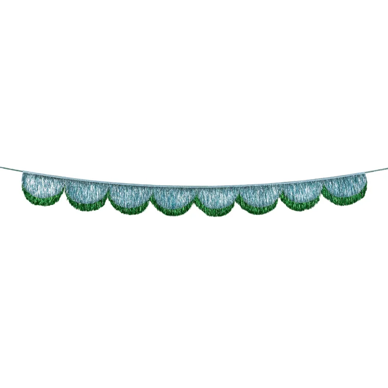 Meri Meri  Blue Tinsel Scallop Garland  | Best Price UAE