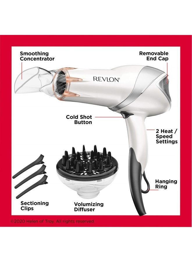 Revlon مجفف شعر بالأشعة تحت الحمراء | 1875 واط من أقصى قدر من اللمعان والنعومة والتحكم، (أبيض) - Image 5