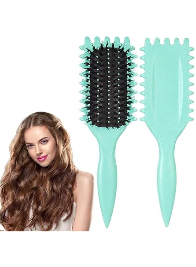 HOOKOR Curl Defining Brush,Curl Define Styling Brush.Combing,Shaping and Defining Curls For Women and Men Less Pulling,Through All Hair Types (Green) - Image 1