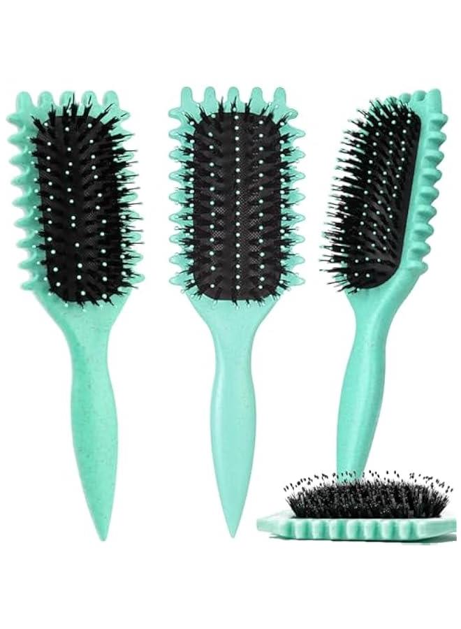HOOKOR Curl Defining Brush,Curl Define Styling Brush.Combing,Shaping and Defining Curls For Women and Men Less Pulling,Through All Hair Types (Green) - Image 2