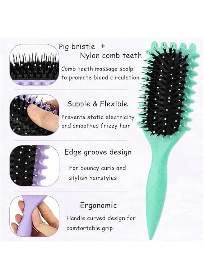 HOOKOR Curl Defining Brush,Curl Define Styling Brush.Combing,Shaping and Defining Curls For Women and Men Less Pulling,Through All Hair Types (Green) - Image 3