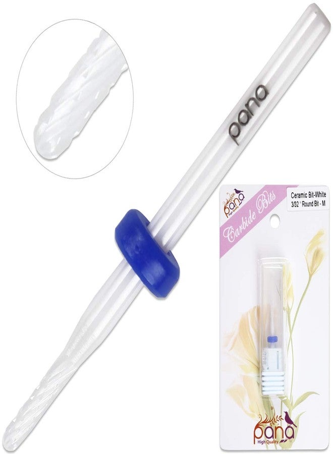 Pana Professional USA Ceramic White Round Bit Nail Drill (Grit: Medium) 3/32" Shank Size - Image 1