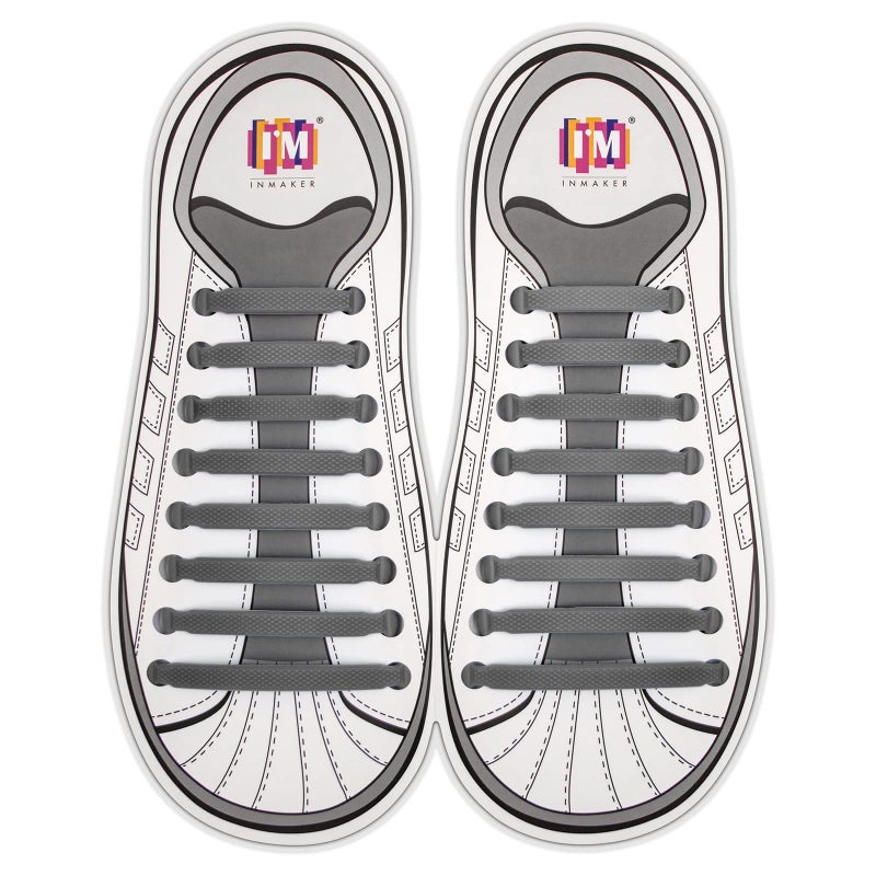 INMAKER No Tie Shoe Laces for Adults and Kids, Elastic Shoelaces for Sneakers, Rubber Silicone Tieless Laces - Image 1