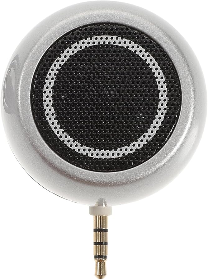 USB Rechargeable Mini Aux Speaker Portable Desktop Stereo with Bass for Smartphone Tablet Laptop Silver - Image 1