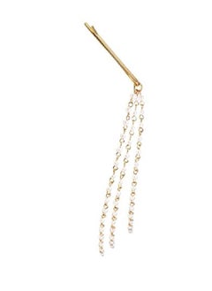 Yueton 2Pcs Fashion Ladies Artificial Pearl Tassel Chain Clips Barrettes Headband Hair Clips Clamp Headwear Edge Clips Bobby Pins  - Image 3