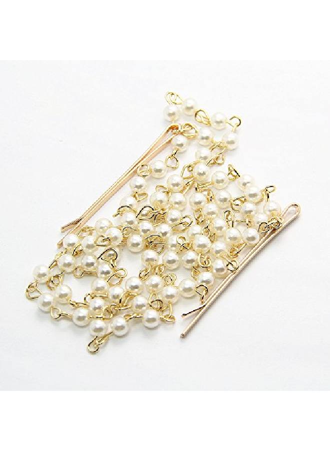 Yueton 2Pcs Fashion Ladies Artificial Pearl Tassel Chain Clips Barrettes Headband Hair Clips Clamp Headwear Edge Clips Bobby Pins - Image 5