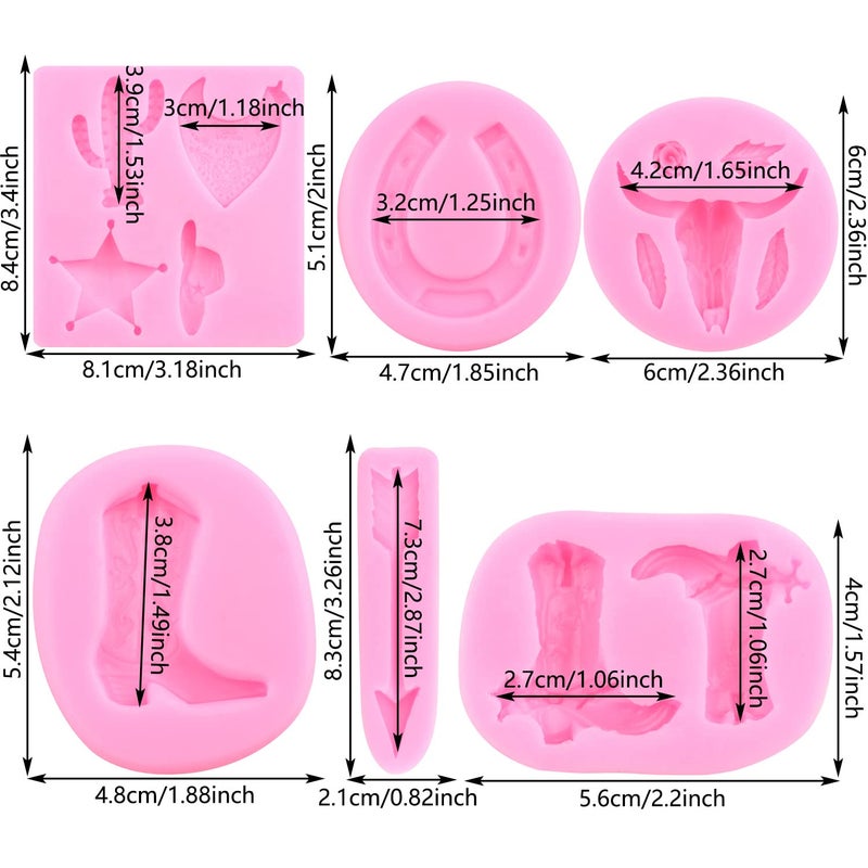 Mujiang Bull Head Silicone Molds Feather Arrow Cowboy Boots Horseshoe Hoof Fondant Mold Chocolate Cactus Star Shoe Mold For Candy Cake Decorating Cupcake Topper Gum Paste Polymer Clay Set Of 6 - Image 2
