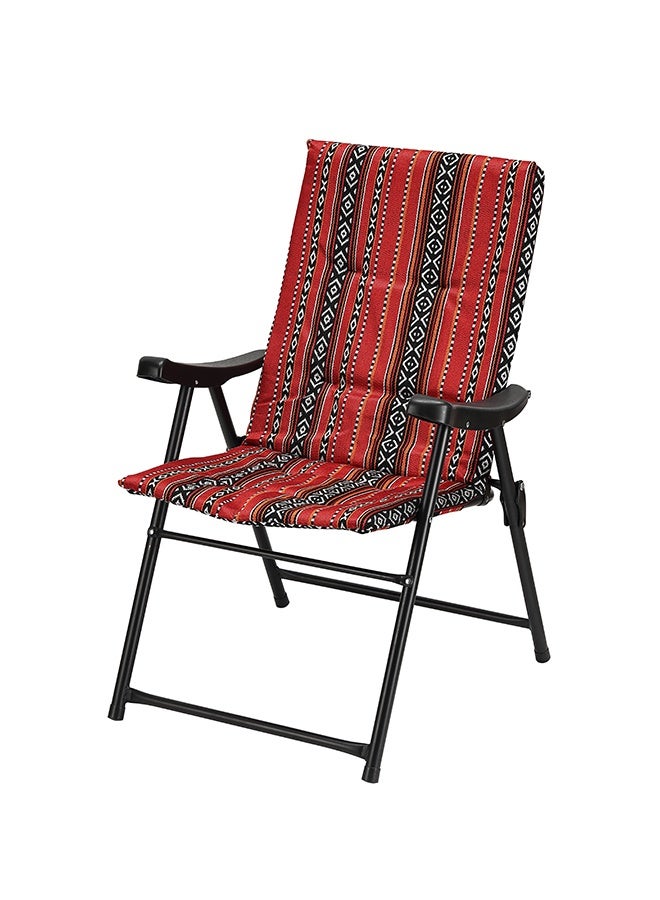 لوازم كرسي سفر وتخييم قابل للطي - طراز سعودي تراثي - أحمر - كرسي خفيف الوزن ومحمول مناسب للرحلات، الشاطئ، المشي، الصيد، النزهات، والتخييم مع حقيبة ظهر - مثالي للاستخدام الخارجي والسفر - Image 1