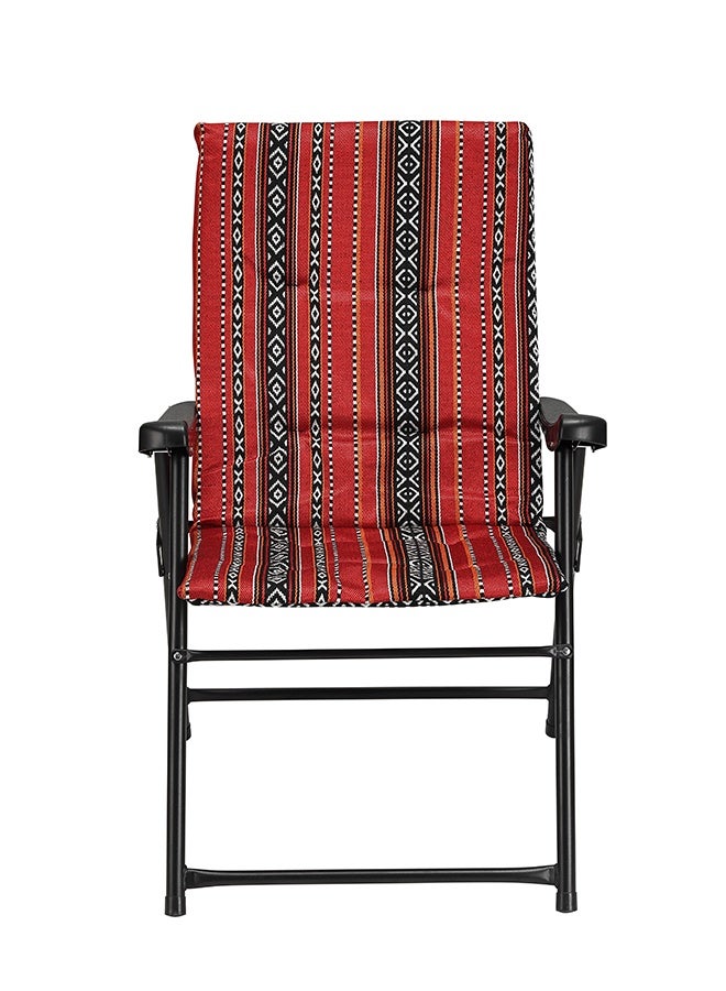 لوازم كرسي سفر وتخييم قابل للطي - طراز سعودي تراثي - أحمر - كرسي خفيف الوزن ومحمول مناسب للرحلات، الشاطئ، المشي، الصيد، النزهات، والتخييم مع حقيبة ظهر - مثالي للاستخدام الخارجي والسفر - Image 2