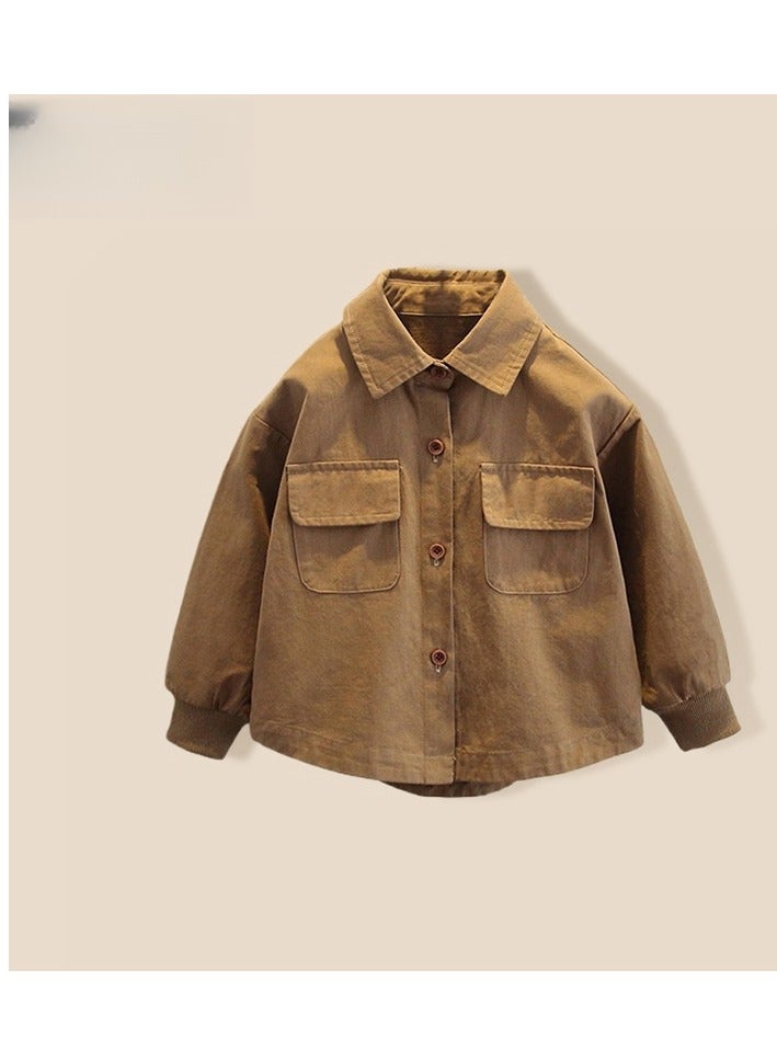 Children's Pure Cotton Shirt Casual Long Sleeved Workwear Jacket  - Image 1