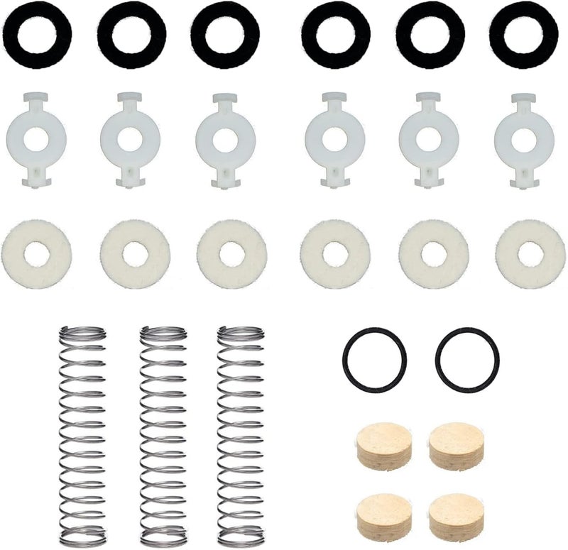 Cheerock Trumpet Repair Kit, Trumpet Repair Parts, Including 6 Trumpet Valve Guide 12 Felt Washer 4 Water Key Cork 3 Trumpet Valve Springs & 2 Stop Ring, Trumpet Replacement Parts - Image 1