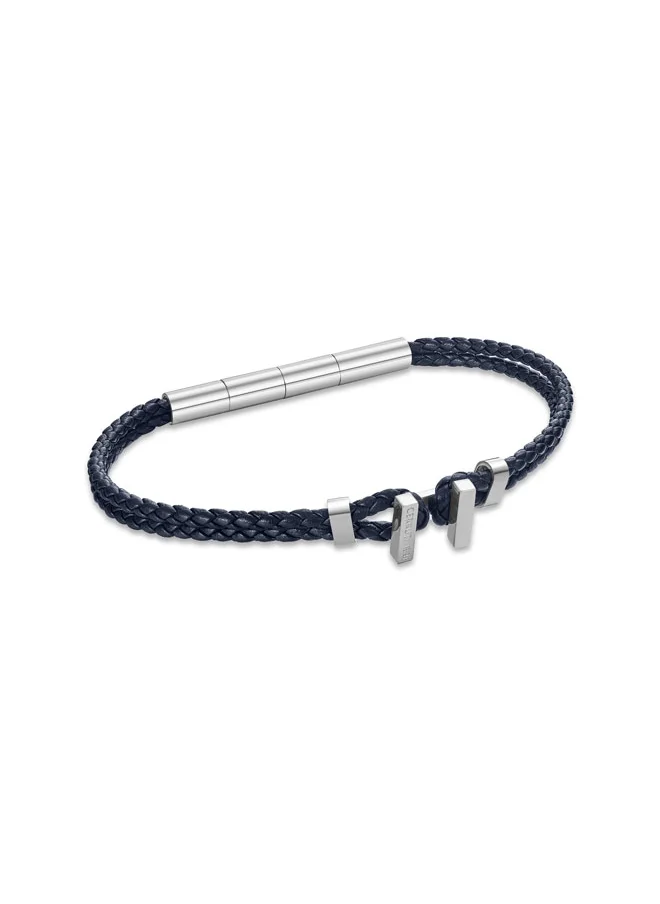 شيروتي 1881 Ferrucio Silver and Blue Leather Bracelet for Men