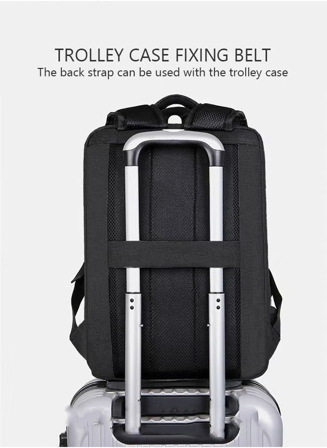 Multifunction Breathable Backpack with USB Port Casual Minimalist Waterproof Nylon Light School Bag for Men 15.6" Laptop