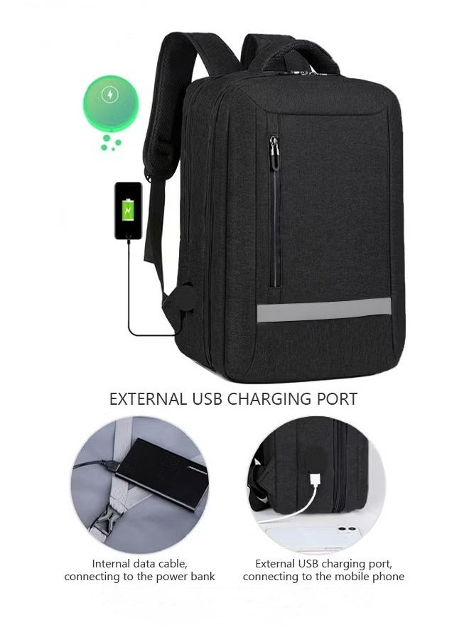 Multifunction Breathable Backpack with USB Port Casual Minimalist Waterproof Nylon Light School Bag for Men 15.6" Laptop
