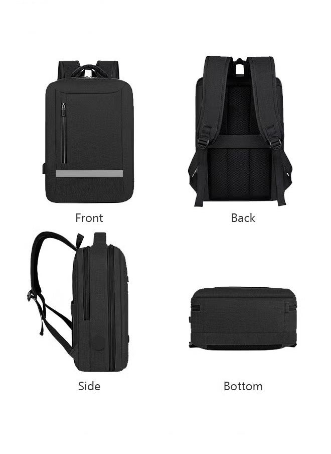 Multifunction Breathable Backpack with USB Port Casual Minimalist Waterproof Nylon Light School Bag for Men 15.6" Laptop