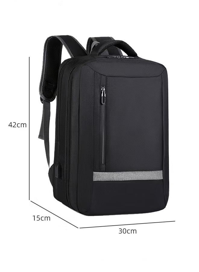 Multifunction Breathable Backpack with USB Port Casual Minimalist Waterproof Nylon Light School Bag for Men 15.6" Laptop