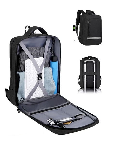 Multifunction Breathable Backpack with USB Port Casual Minimalist Waterproof Nylon Light School Bag for Men 15.6" Laptop