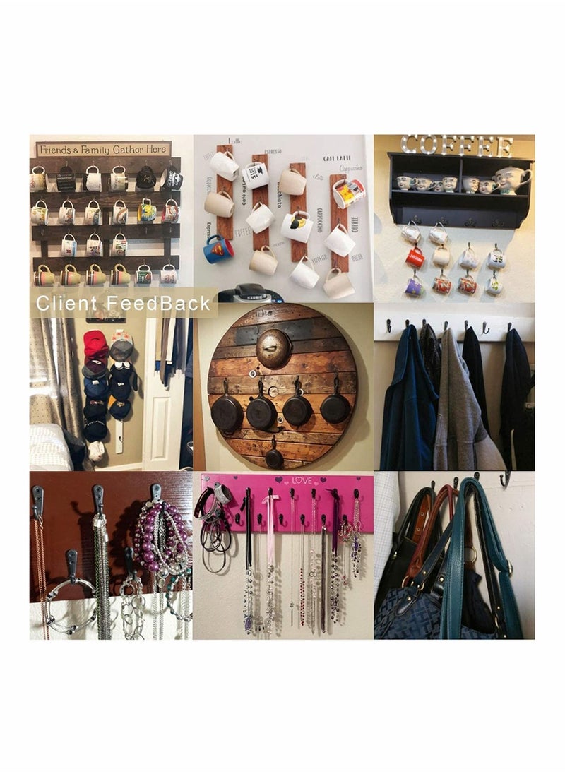 Y&D Coat Hook Bronze Vintage Wall Mounted with Screws, No Scratch, for Hanging Coffee Cups, Jewelry, Key, Hat, Kitchen Towel Little Hook, Farmhouse Retro 24 Pcs  - Image 4
