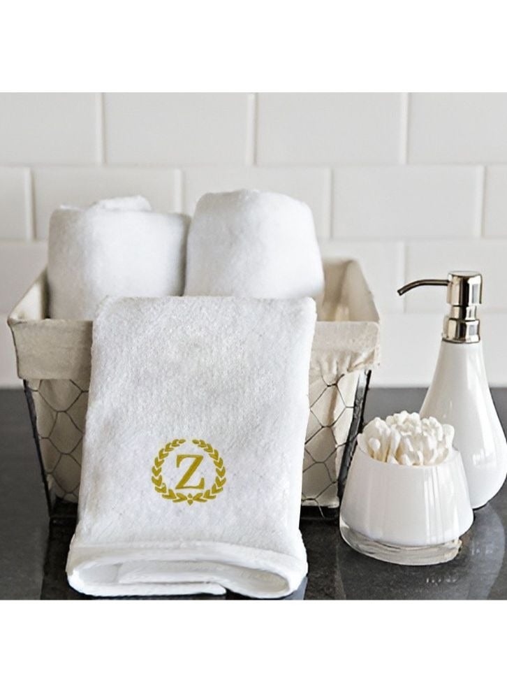 BYFT Embroidered for you(White) Luxury Monogrammed Hand Towel(50x80cm-Set of 1) Premium cotton, Highly Absorbent and Quick dry, Bath Linen-600Gsm(Golden Letter Z)