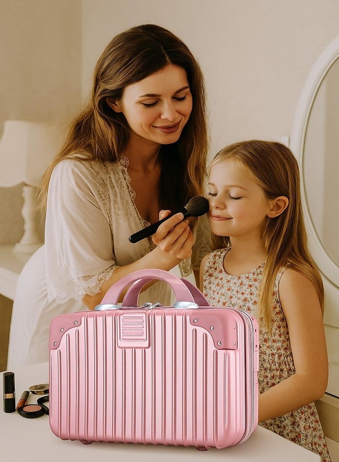 SUNBEET Makeup Case Suitcase, Mini Bag, Mini Hard Shell Travel Luggage, Women Portable Water Proof Carrying Suitcase, Organizer Bag, Small Hard Shell Cosmetic Luggage, Water Proof (Pink) - Image 3