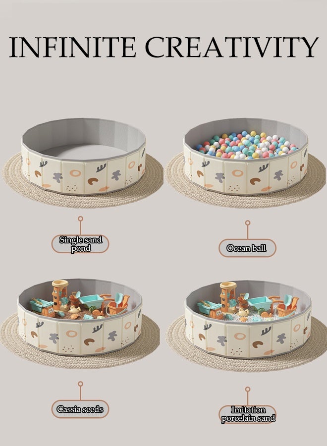DUNISO حمام رمل للأطفال قابل للطي مع حفر كرات متعددة الوظائف بطبقتين من قماش أوكسفورد، مسبح ألعاب للأطفال، سياج محمول للعب الداخلي، أداة حفر رمل للأطفال والكلاب، لعبة داخلية وخارجية 100 سم - Image 5