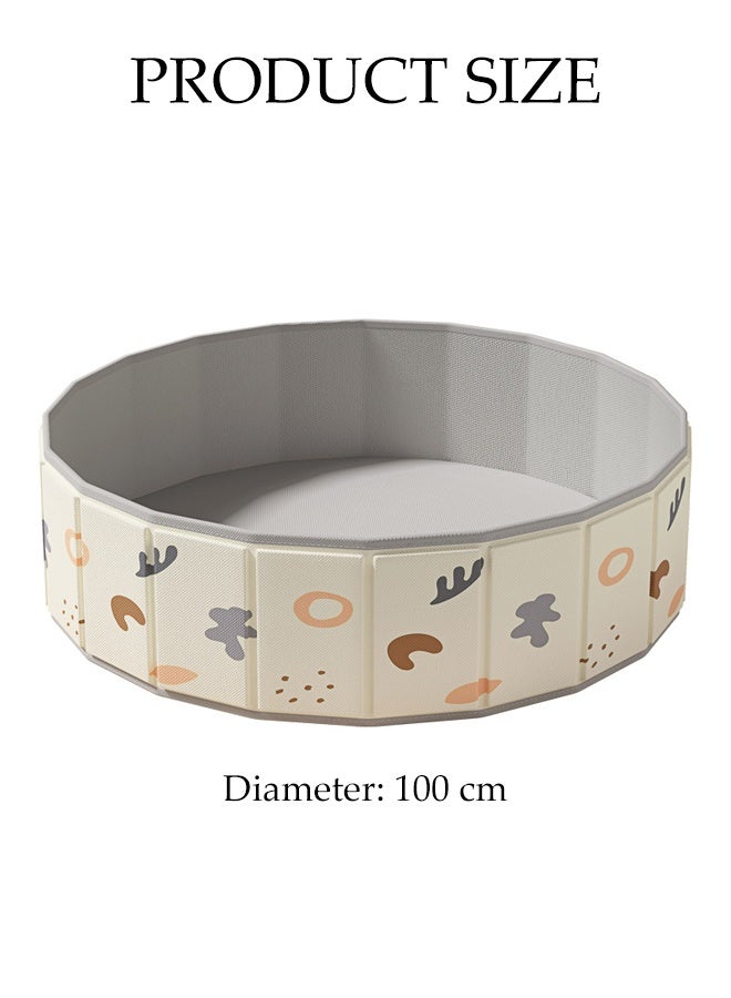 DUNISO حمام رمل للأطفال قابل للطي مع حفر كرات متعددة الوظائف بطبقتين من قماش أوكسفورد، مسبح ألعاب للأطفال، سياج محمول للعب الداخلي، أداة حفر رمل للأطفال والكلاب، لعبة داخلية وخارجية 100 سم - Image 4