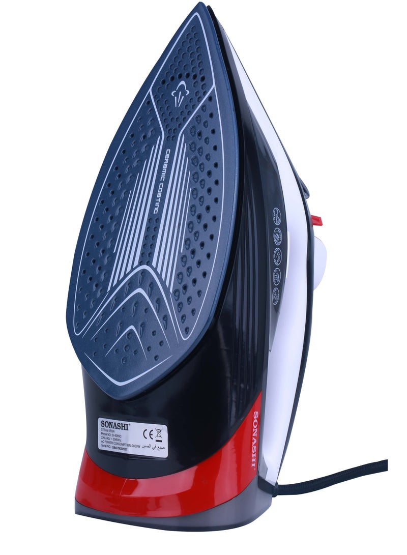 SONASHI Steam Iron with Ceramic Coated Soleplate | Steam/Burst Steam/Spray/Dry Iron with Self-Clean Function | Anti-Drip/Anti-Calc/Auto Shut-Off With Water Tank 350 ml 2800 W SI-5085C Black/Red - Image 4