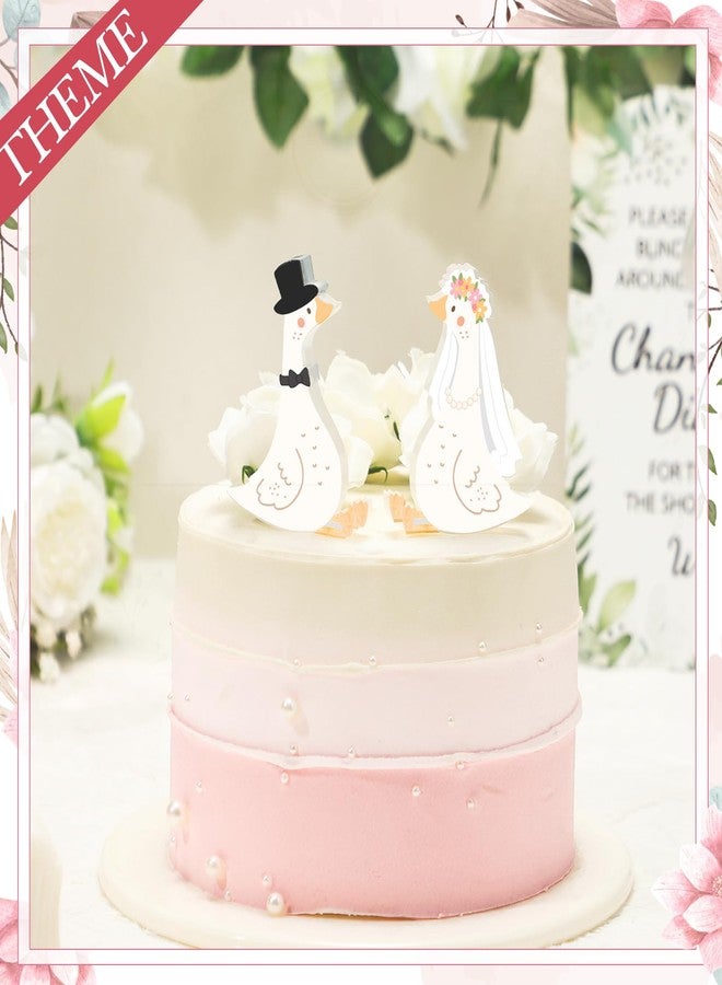 Ripeng Goose Couple Wedding Cake Topper Acrylic Silly Goose Statues Wedding Mr and Mrs Geese Cake Topper for Weddings Bride & Groom Engagement Anniversary Funny Couple Statue Desk Decoration - Image 4