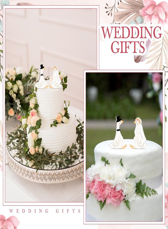 Ripeng Goose Couple Wedding Cake Topper Acrylic Silly Goose Statues Wedding Mr and Mrs Geese Cake Topper for Weddings Bride & Groom Engagement Anniversary Funny Couple Statue Desk Decoration - Image 5