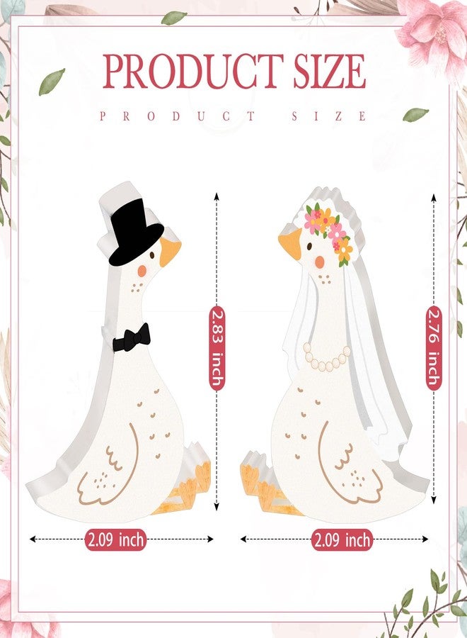 Ripeng Goose Couple Wedding Cake Topper Acrylic Silly Goose Statues Wedding Mr and Mrs Geese Cake Topper for Weddings Bride & Groom Engagement Anniversary Funny Couple Statue Desk Decoration - Image 2