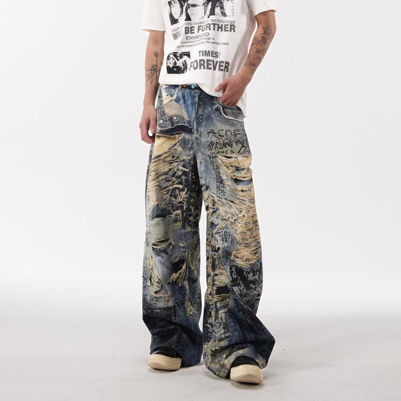 Unisex Classic Denim Jeans Loose Fit Daily Outdoor Wear - Image 1