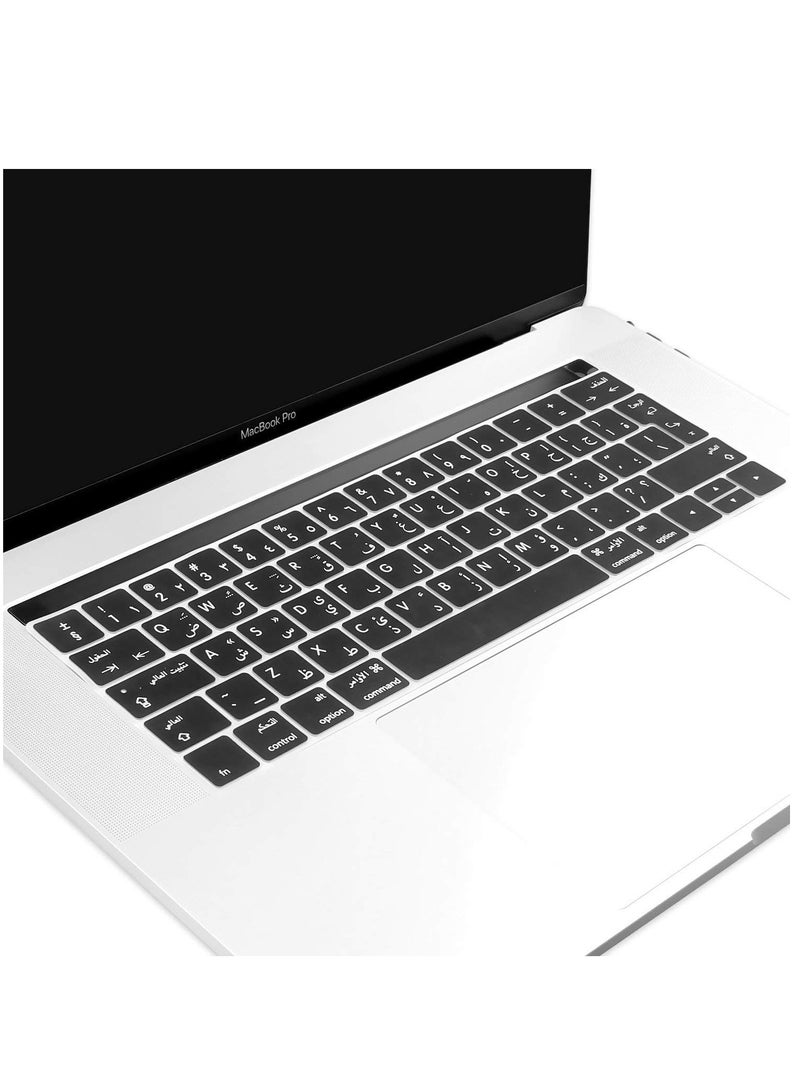 EU/UK Enter Waterproof Ultrathin Silicone Arabic Character Keyboard Cover Skin for Newest MacBook Pro 13 15 inch 2019 2018 2017 & 2016 with Touch Bar Model A1989 A1706 A1707 Black - Image 3