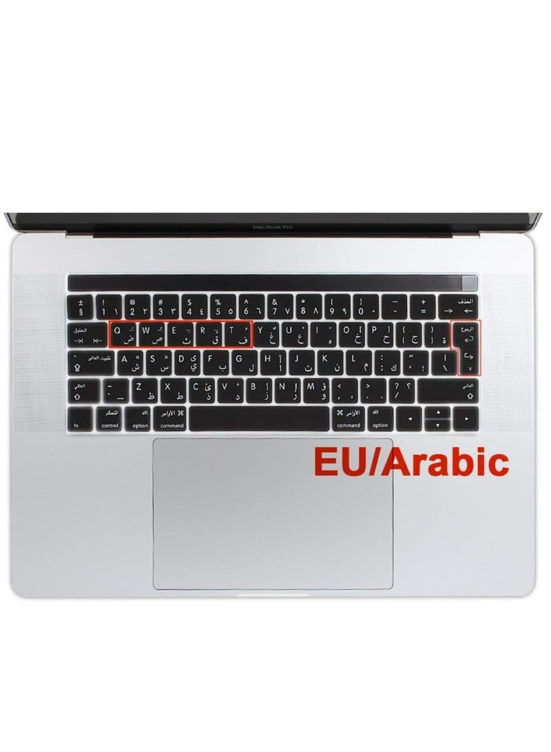 EU/UK Enter Waterproof Ultrathin Silicone Arabic Character Keyboard Cover Skin for Newest MacBook Pro 13 15 inch 2019 2018 2017 & 2016 with Touch Bar Model A1989 A1706 A1707 Black - Image 2