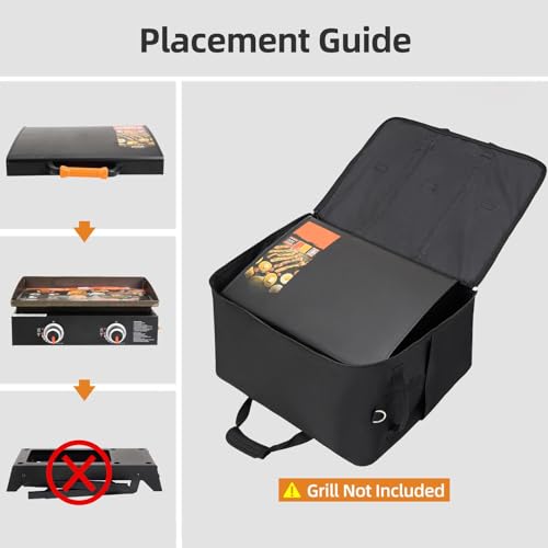 NOELIFE Carry Bag for Blackstone 22 inch Tabletop Griddle with Hood Lid, Reinforced Hardware & Rip-Proof Heavy Duty Fabric, Outdoor BBQ Grill Carrying Case, Black (Bag Only) - Image 5