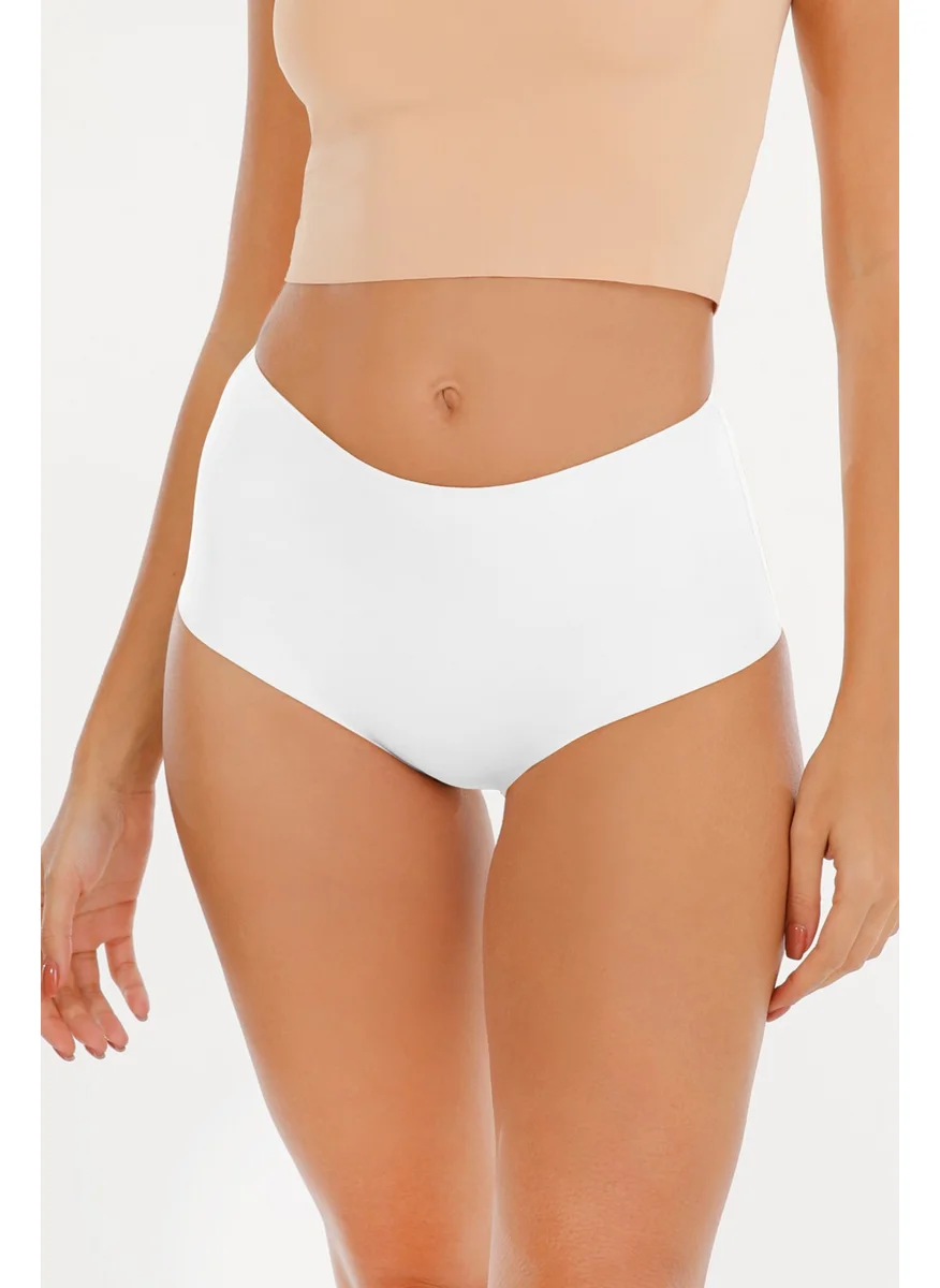 Sensu Women's High Waist Laser Cut Panties 3 Piece KTS2011 White - KTS2011