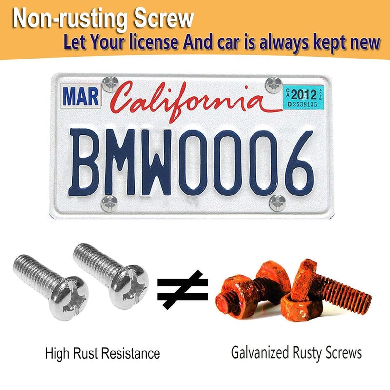 BGGTMO Black License Plate Screw Caps - Matte Black Screw Covers with M6X20mm Stainless Steel Mechanical Bolts, Rustproof Car Tag Hardware Fastener Kit - Image 5