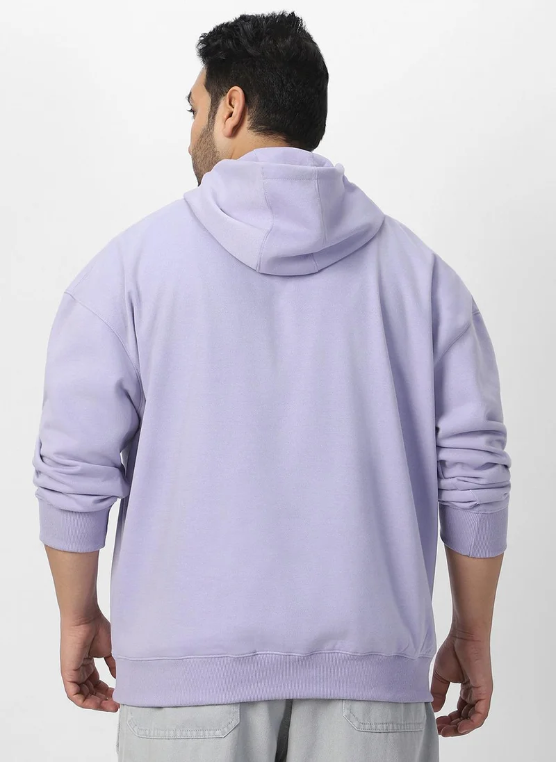 Urbano Fashion  Urbano Plus Men's Purple Heather Cotton Solid Oversized Hooded Neck Sweatshirt for Men | Best Price UAE