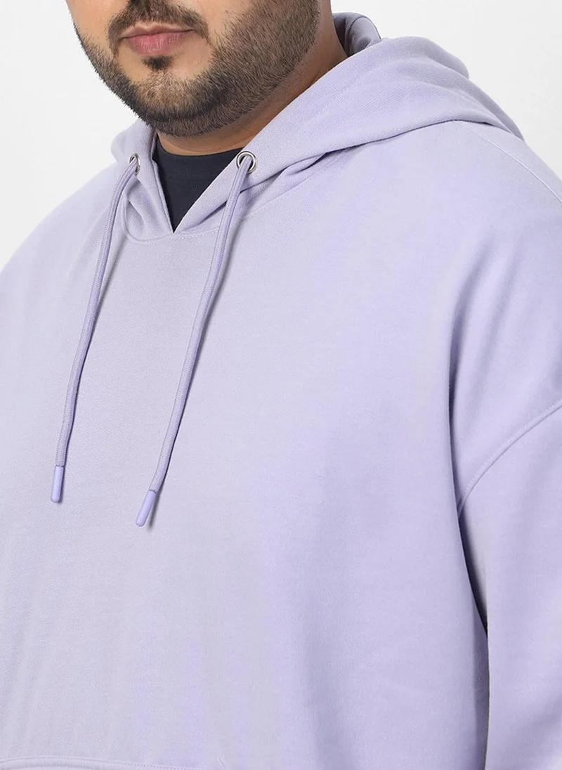 Urbano Fashion  Urbano Plus Men's Purple Heather Cotton Solid Oversized Hooded Neck Sweatshirt for Men | Best Price UAE