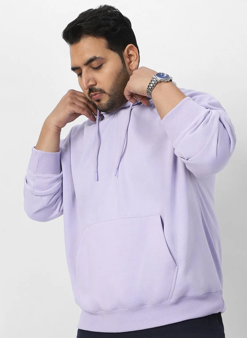 Urbano Fashion  Urbano Plus Men's Purple Heather Cotton Solid Oversized Hooded Neck Sweatshirt for Men | Best Price UAE