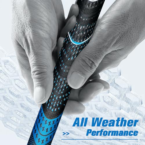 Geoleap Golf Grips Set of 13- Cord Rubber Compound Material, Hybrid Golf Club Grips, All Weather Performance.(Blue, Standard) - Image 3