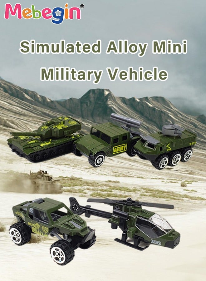 ميبيجين طقم ألعاب مركبات مكون من 5 قطع، مركبات ديكاست، ألعاب الجيش الصغيرة، لعبة التعليم المبكر للعب التخيلي، هدية مثالية للأطفال من سن 3 سنوات فأكثر - Image 1