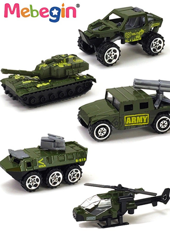 ميبيجين طقم ألعاب مركبات مكون من 5 قطع، مركبات ديكاست، ألعاب الجيش الصغيرة، لعبة التعليم المبكر للعب التخيلي، هدية مثالية للأطفال من سن 3 سنوات فأكثر - Image 3