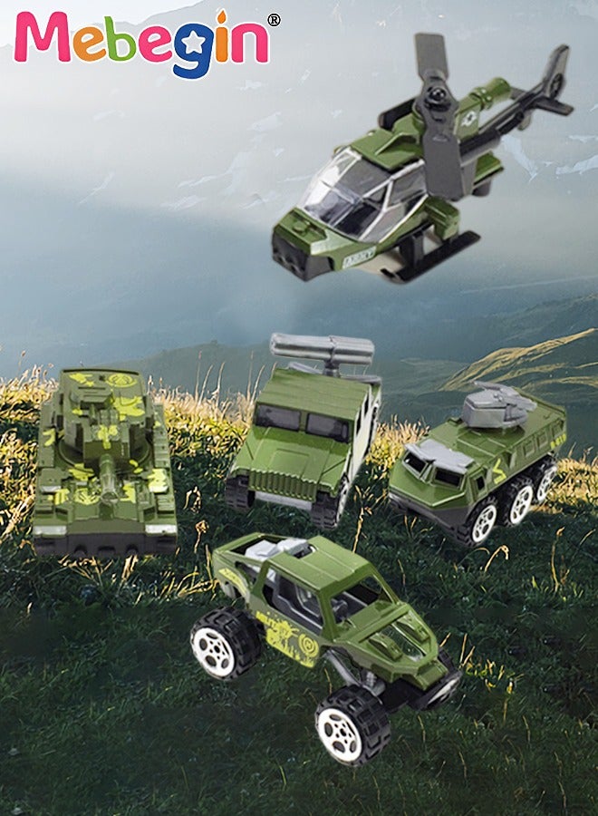 ميبيجين طقم ألعاب مركبات مكون من 5 قطع، مركبات ديكاست، ألعاب الجيش الصغيرة، لعبة التعليم المبكر للعب التخيلي، هدية مثالية للأطفال من سن 3 سنوات فأكثر - Image 4