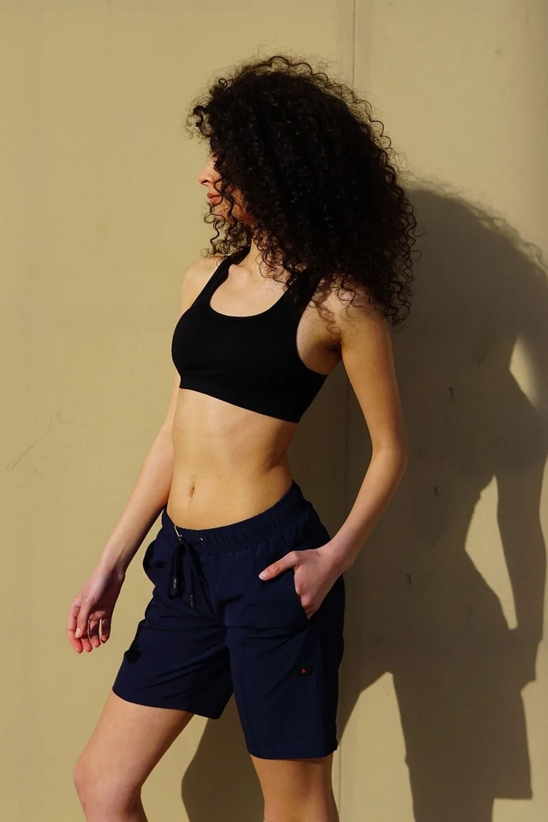 سي اند سيتي Women's Large Size Lycra Swim Shorts C1850 Navy Blue