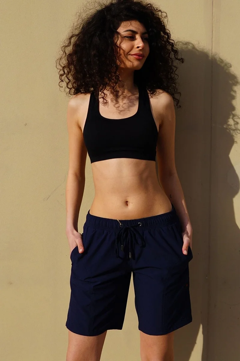 سي اند سيتي Women's Large Size Lycra Swim Shorts C1850 Navy Blue