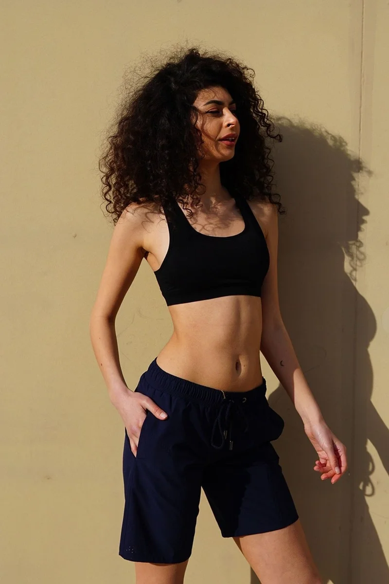 سي اند سيتي Women's Large Size Lycra Swim Shorts C1850 Navy Blue