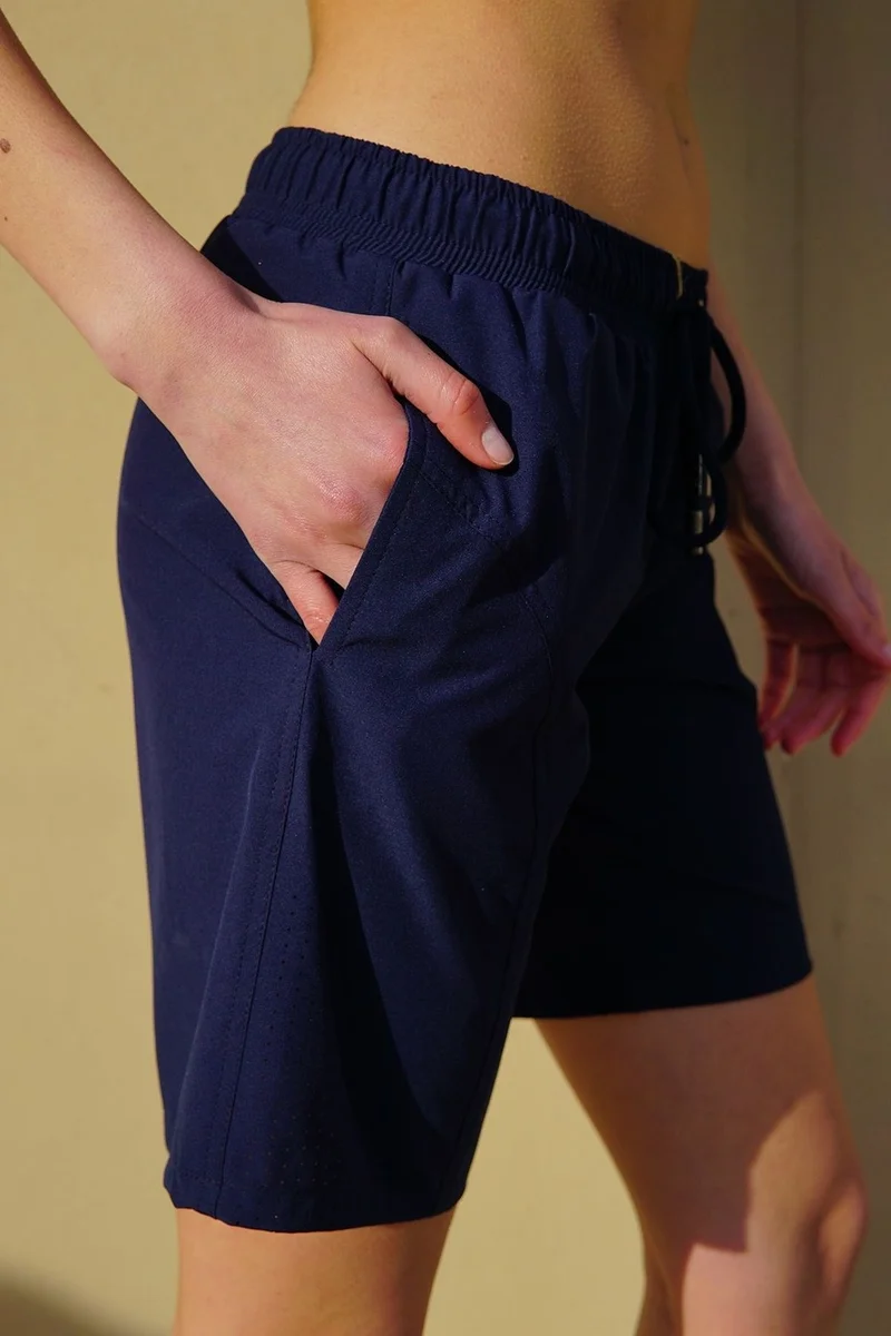 سي اند سيتي Women's Large Size Lycra Swim Shorts C1850 Navy Blue
